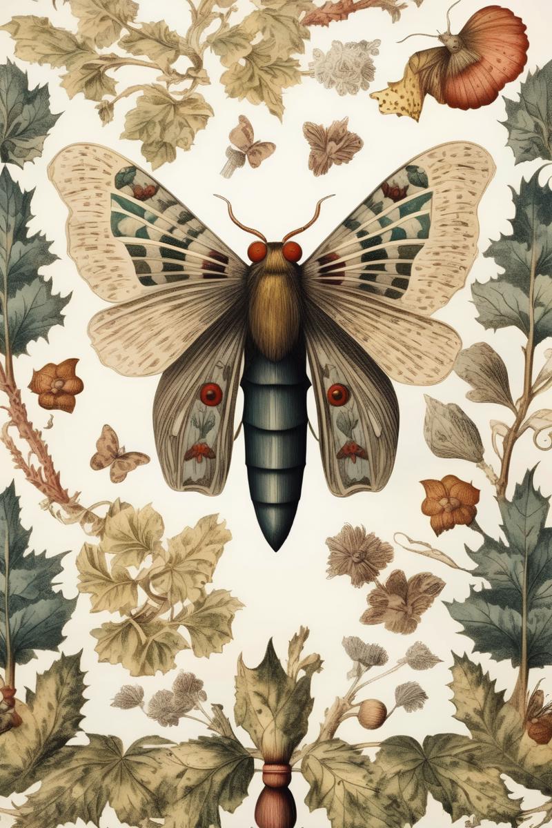 00082-2148210744-_lora_Maria Sibylla Merian Style_1_Maria Sibylla Merian Style - William morris inspired whimsigoth style Moth in a forest, vinta.png